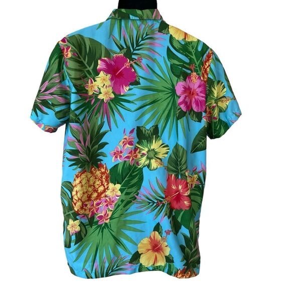 Vintage King Kameha Tropical Hibiscus and Pineapple Print Hawaiian Shirt - Picture 8 of 8
